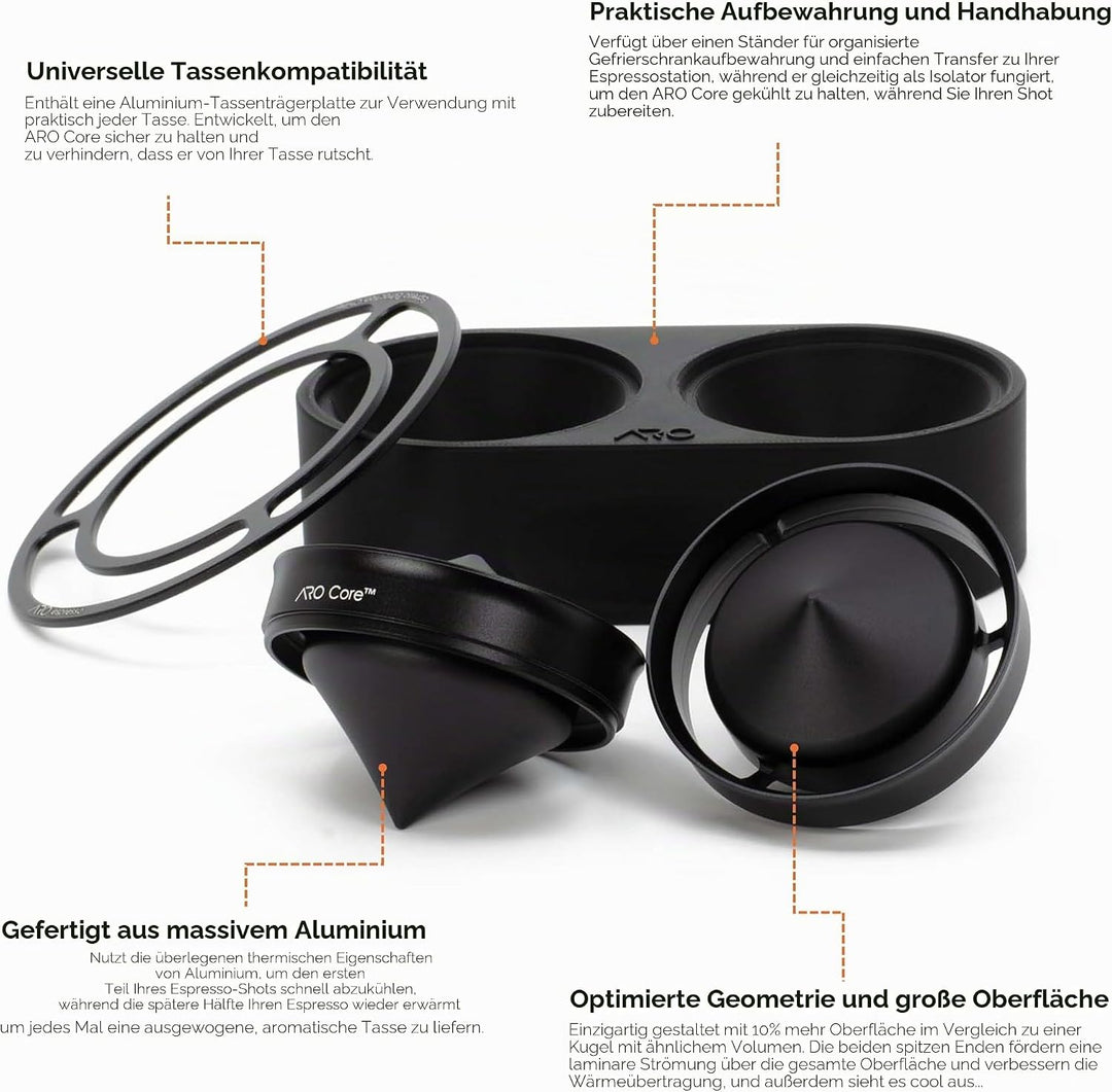 ARO Core™ Espresso-Extraktionskühler aus Aluminium, Kaffeekühlzubehör, gefrorenes Werkzeug (1 Packun