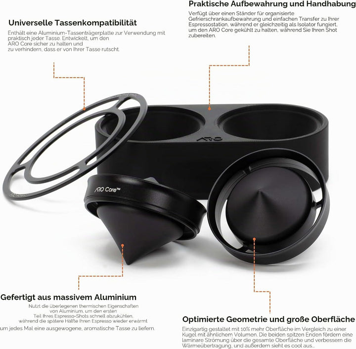 ARO Core™ Espresso-Extraktionskühler aus Aluminium, Kaffeekühlzubehör, gefrorenes Werkzeug (1 Packun