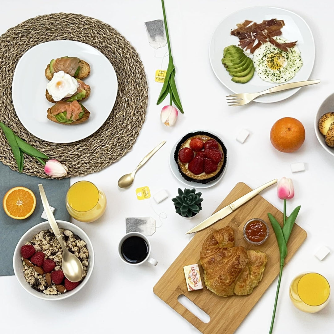 Lou Laguiole JET Steakbesteck Set JET – Besteck Set für 4 Personen | 16-teilig | Champagnerfarben |