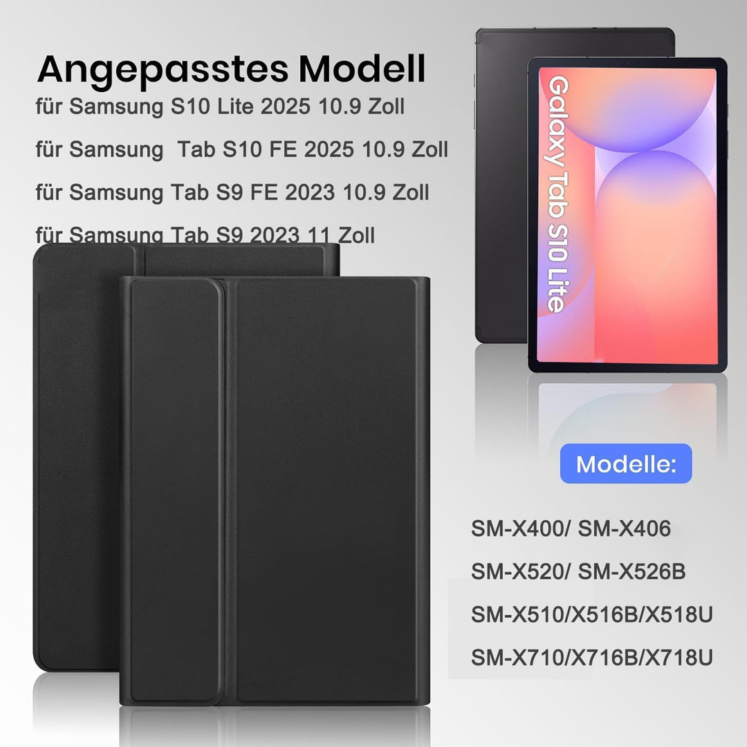 Tastaturhülle für Samsung Galaxy Tab S10 FE/S9 FE 10.9"/S9 11", Magnetische abnehmbare Bluetooth-Tas