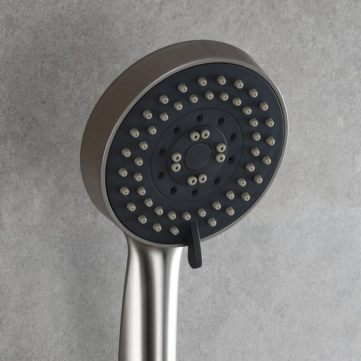 Tecmolog Gebürstetes Nickel Duschkopf Handbrause mit 5 Strahlarten Plastik Wassersparend Duschbrause