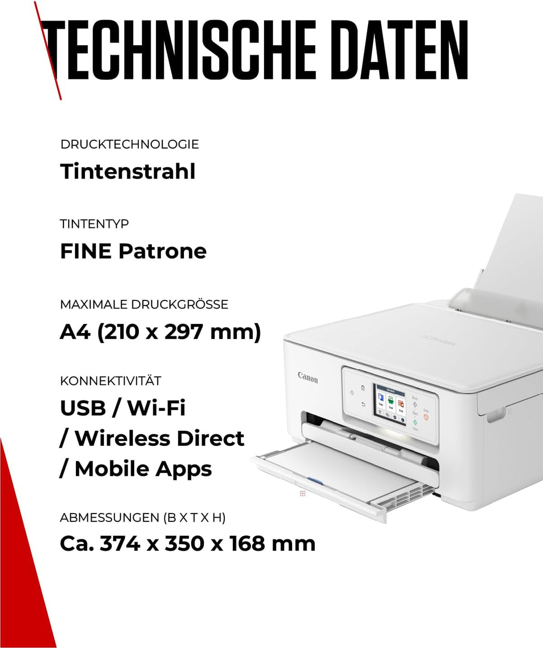 Canon PIXMA TS7650i Multifunktionsdrucker 3in1 (Tintenstrahl,Drucken, Kopieren, Scannen, A4, 6,7 cm