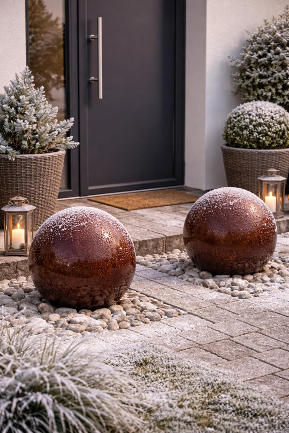 Keramik Kugel 30 cm Gartenkugel Dekokugel Gartenfigur Dekoration aus frostfester, witterungsbeständi