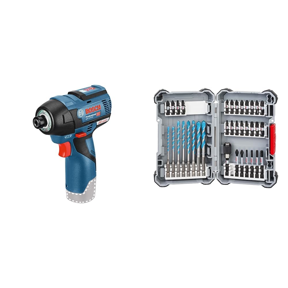 Bosch Professional Akku Drehschlagschrauber GDR 12V-110 (ohne Akkus und Ladegerät, im Karton) + 35tl