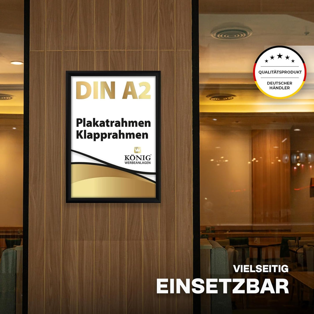 Dreifke Plakatrahmen DIN A2 | 25mm Alu Profil, eckig | schwarz | inkl. entspiegelter Schutzscheibe |