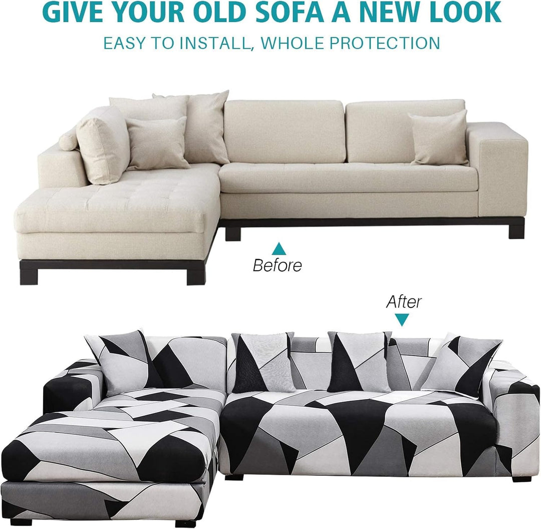 ShowyLive Sofa Überzug Couch Überzug 2er Set für Ecksofa L-Form Sofabezug 2 Sitzer+3 Sitzer, mit 2 S