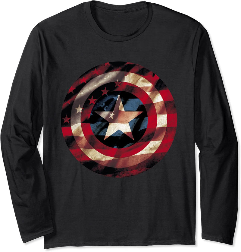 Marvel Captain America Avengers Shield Flag Langarmshirt