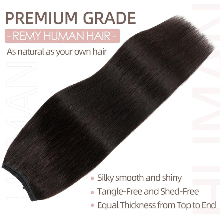 Extensions Echthaar mit transparenter Schnur, Silk-co Wire in ExtensionsNaturschwarz 65g, Secrets Ha