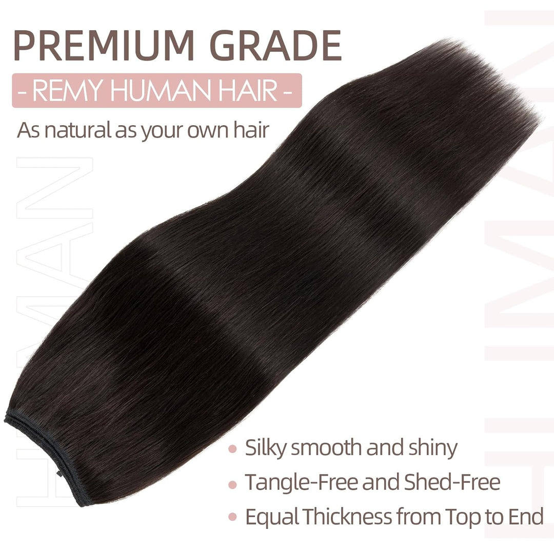 Extensions Echthaar mit transparenter Schnur, Silk-co Wire in ExtensionsNaturschwarz 75g, Secrets Ha