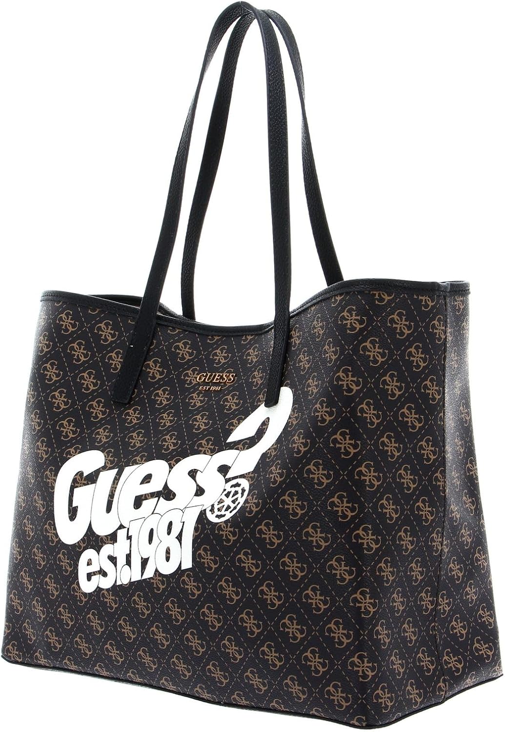 GUESS Damen Vikky Tote TOTE L Brown Logo, L Brown Logo
