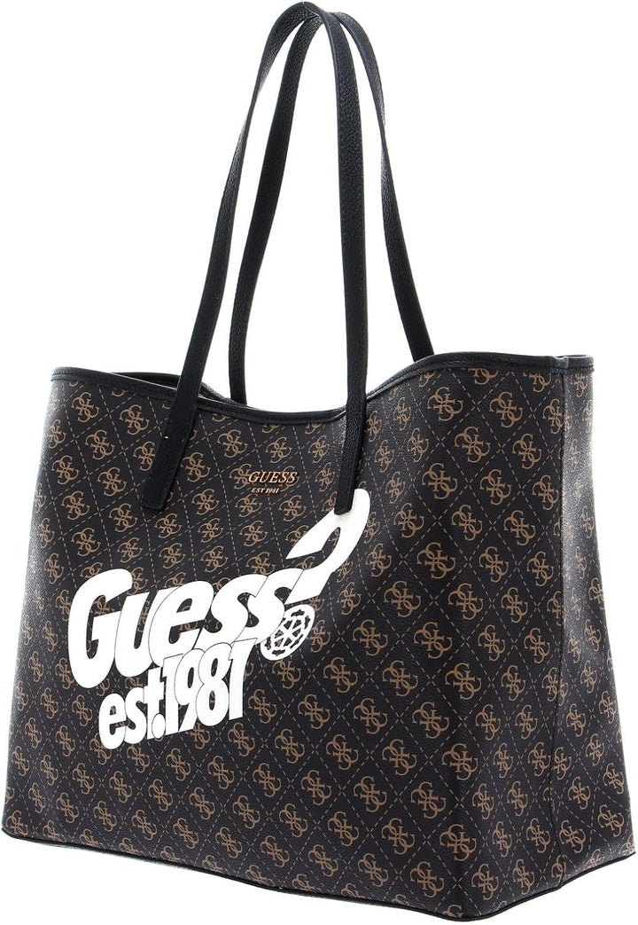GUESS Damen Vikky Tote TOTE L Brown Logo, L Brown Logo