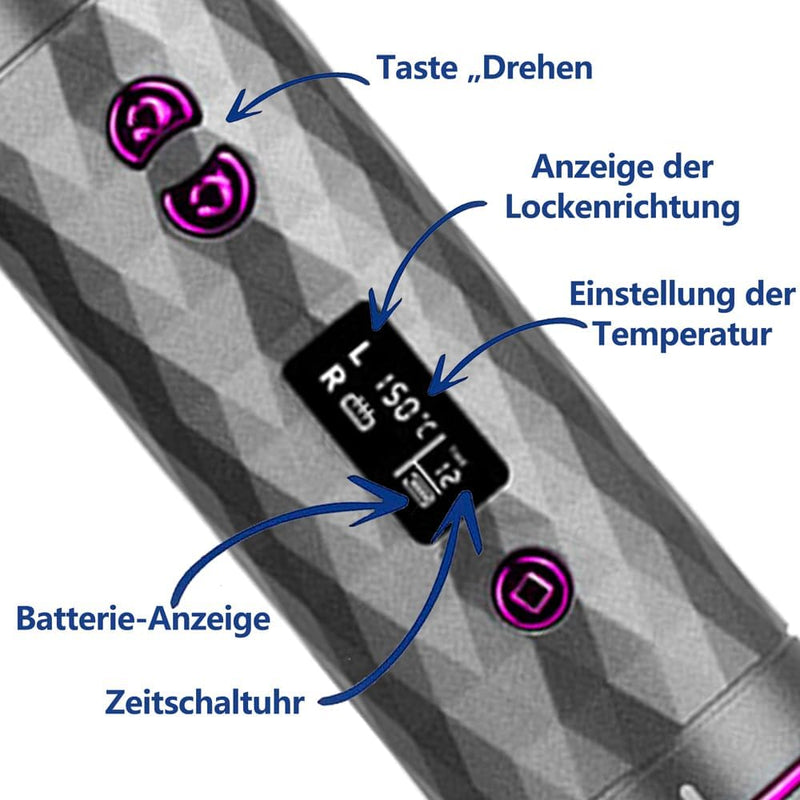 Lockenstab Automatisch Kabelloser Automatischer Lockenstab Mit 4 Temperaturstu Und Lcd-Anzeige Wiede