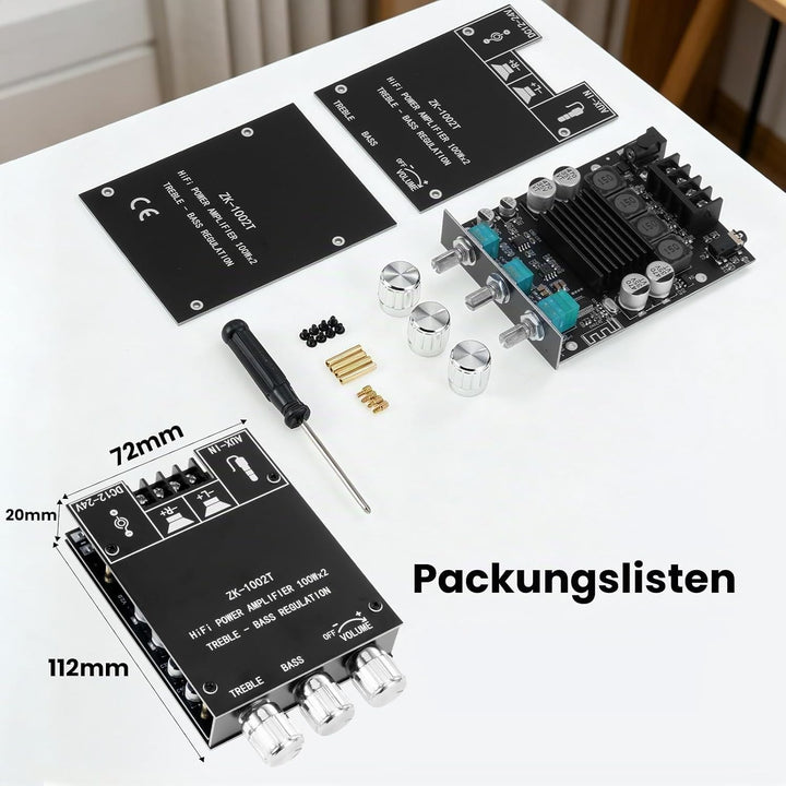 ZK-1002T HiFi Verstärker mit Bluetooth Mini Stereo-Audioverstärker 2.0 Kanal 100W+100W Stereo Mini v