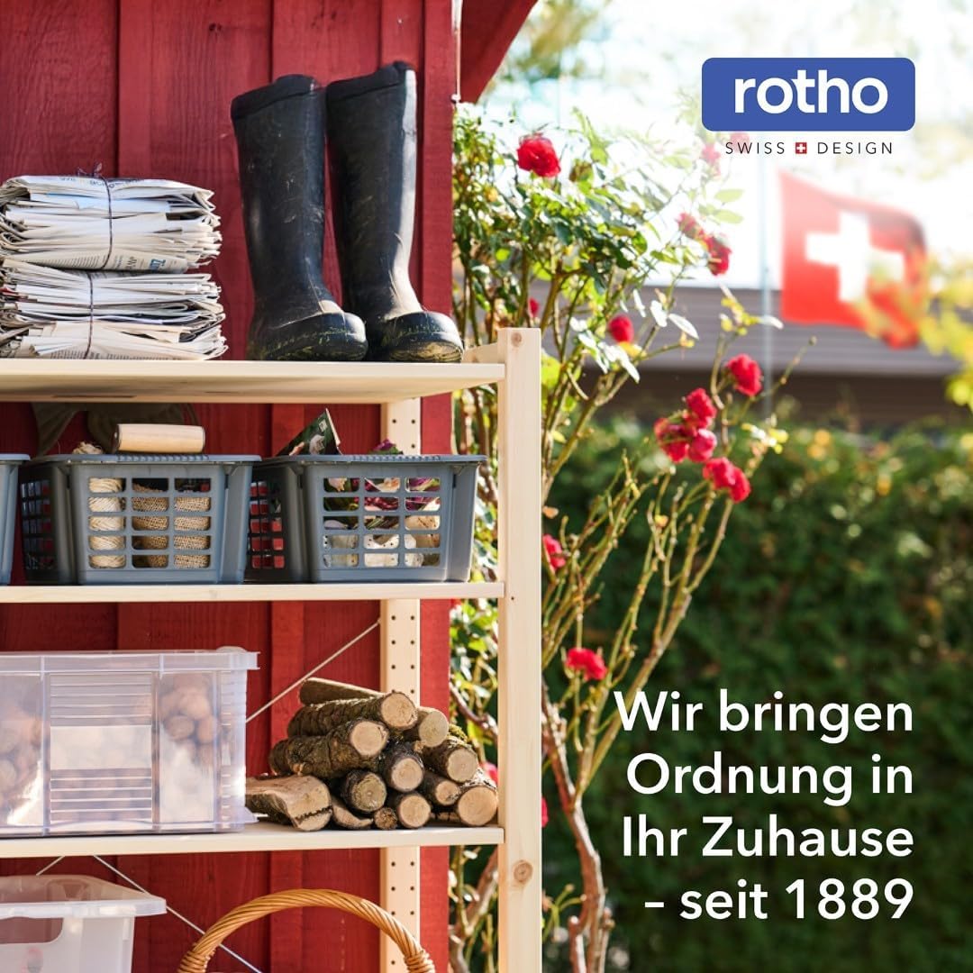 Rotho Paso Mülleimer 20l mit Deckel, Kunststoff (PP recycelt) BPA-frei, blau, 20l (29.3 x 26.6 x 45.