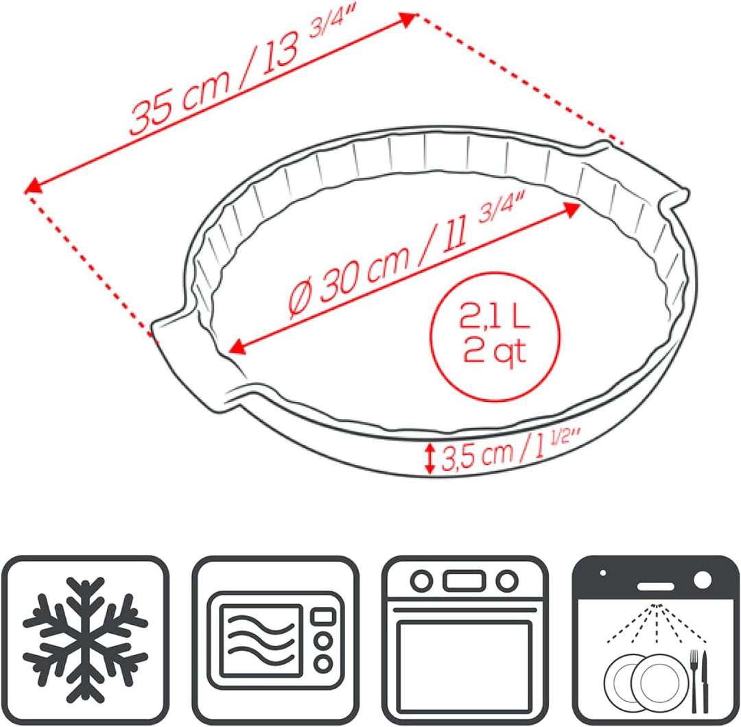 Peugeot 60350 Appolia Tarteform, Keramik, rot Rot 28 cm, Rot 28 cm