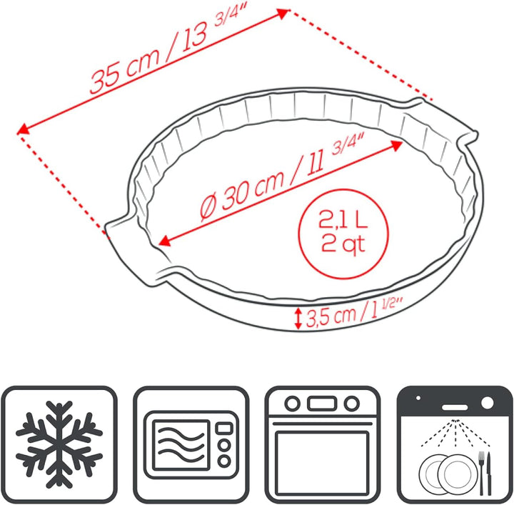 Peugeot 60350 Appolia Tarteform, Keramik, rot Rot 28 cm, Rot 28 cm