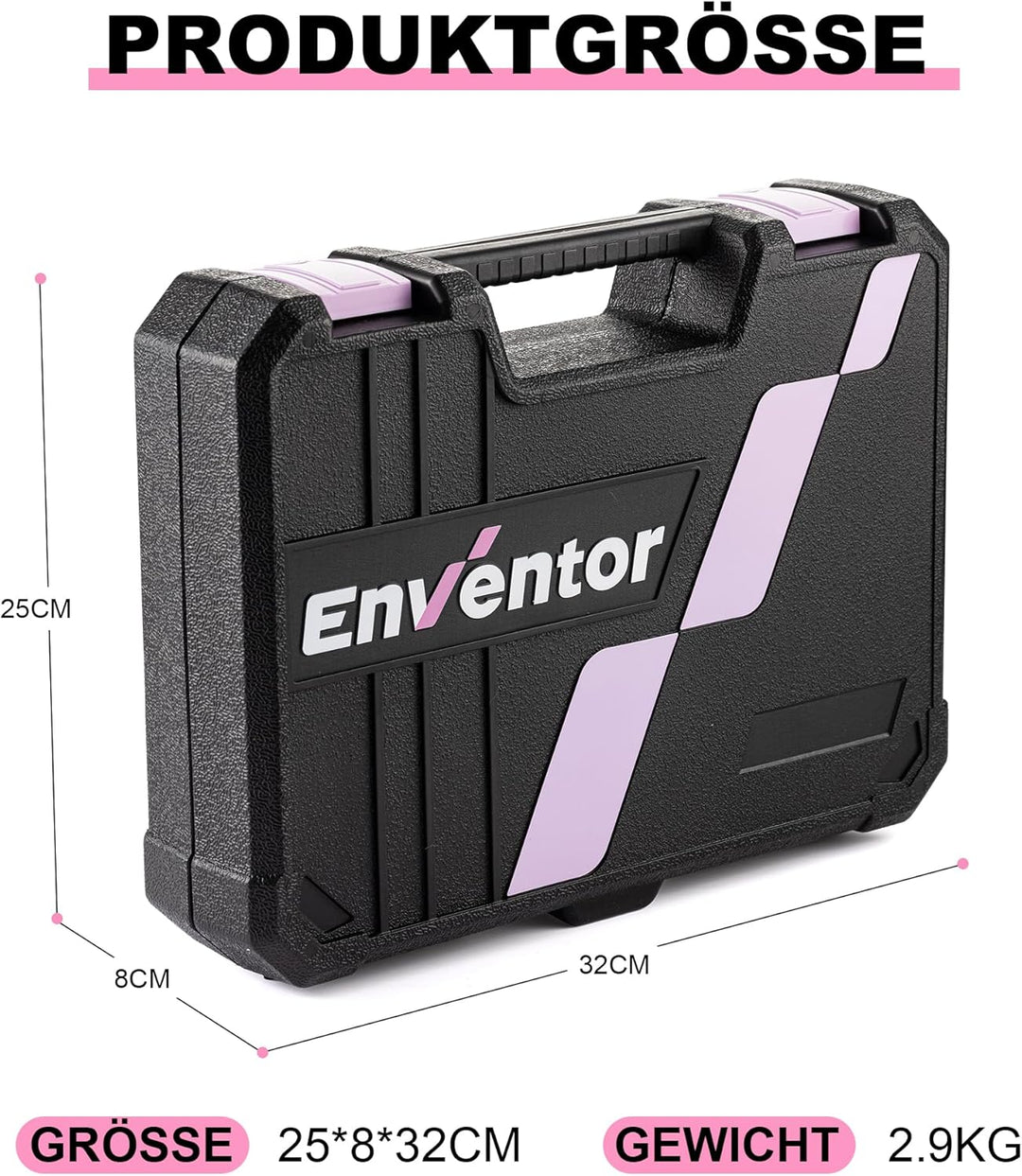 ENVENTOR Kleiner Werkzeugkoffer für Frauen, Haushalts Werkzeug-Set, Werkzeugkasten Rosa, Universal K