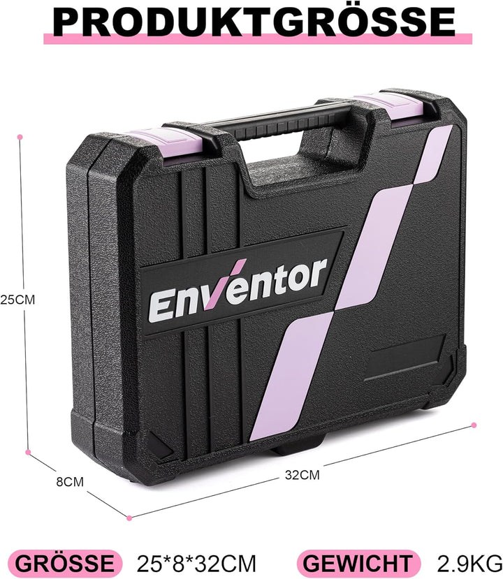 ENVENTOR Kleiner Werkzeugkoffer für Frauen, Haushalts Werkzeug-Set, Werkzeugkasten Rosa, Universal K