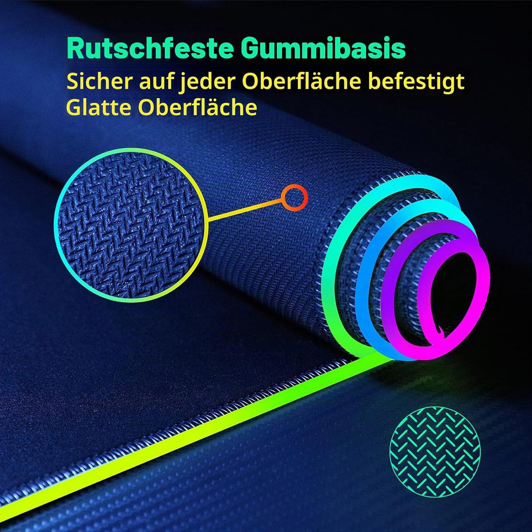 RGB Gaming Mauspad 15W Qi Mousepad LED, 10 Beleuchtungsmodi mit 15W Schnellladung Qi Kabelloses Lade