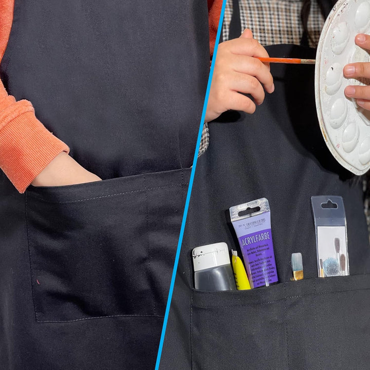 LEFUNDA® Kochschürze Wasserdicht Schürze mit 3 Taschen Verstellbare Grillschürze mit langen Bändern