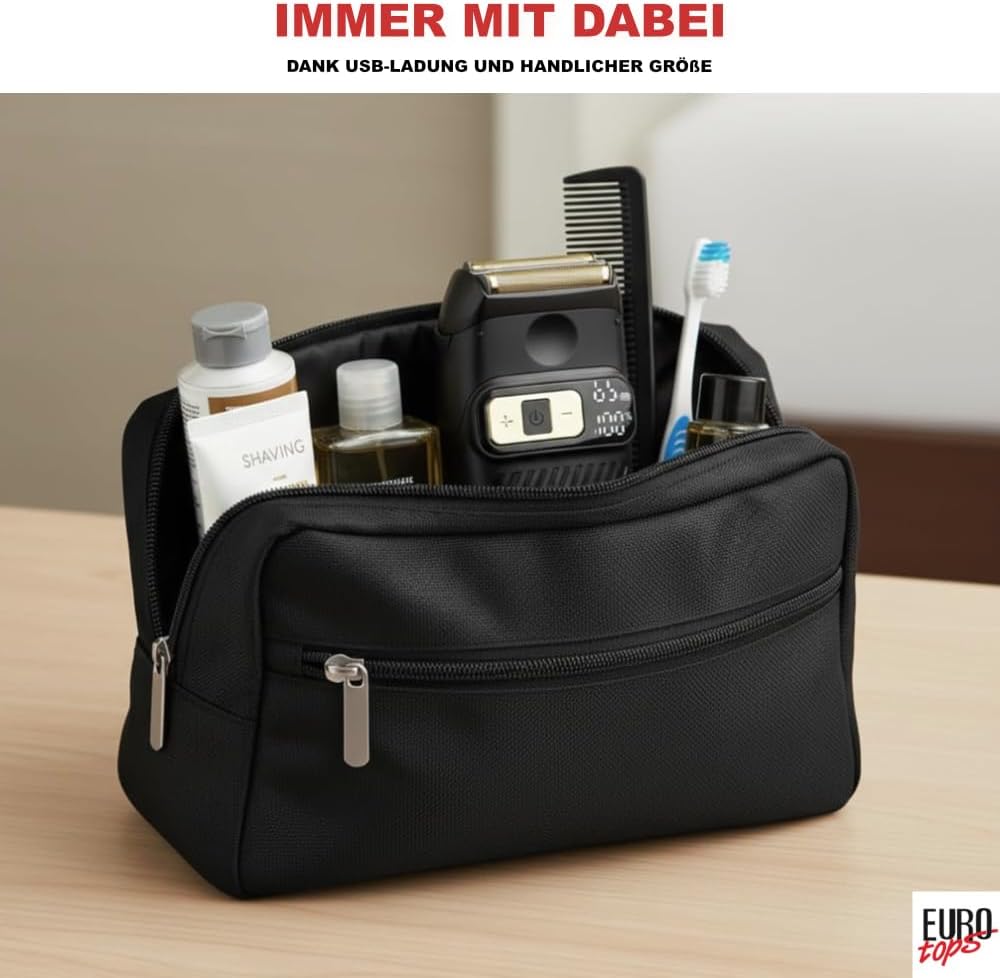 EUROtops Rasierer mit 3-Klingen-System – Elektrischer Herrenrasierer mit Titanium-Scherfolien, 3-stu