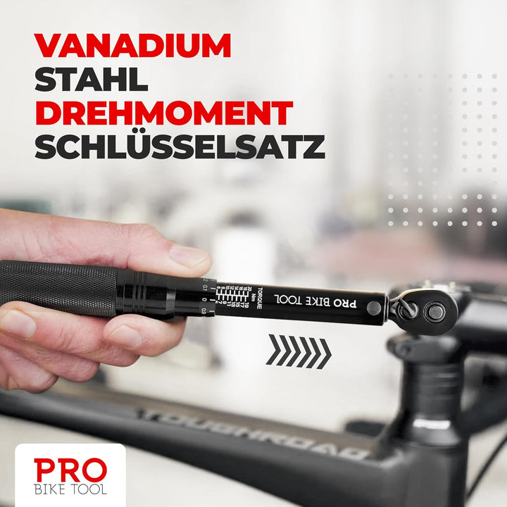 Drehmomentschlüssel Fahrrad & Motorrad 1/4 Zoll Antrieb mit Umschaltknarre und Verlängerung, Messbe