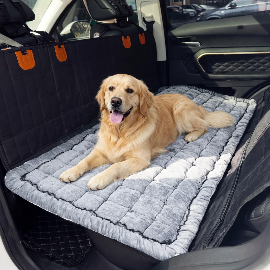 Hundematte Auto Rückbank 63×137 cm – Maschinenwaschbar, rutschfeste Hundedecke fürs Auto, Dicke PP-W