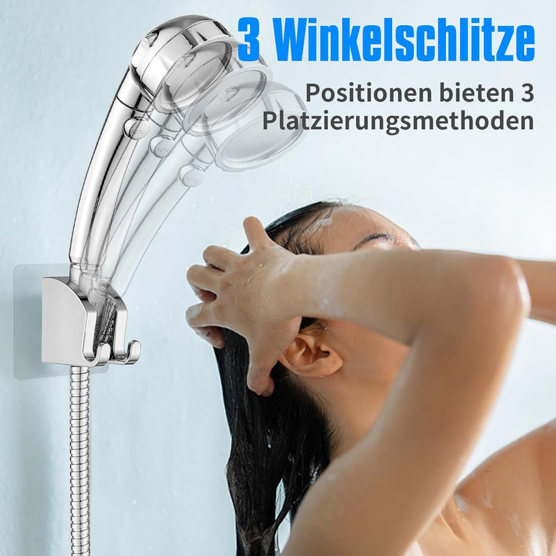 JONKEAN Duschbrause Halterung, Verstellbarer Handbrause Halterung Ohne Bohren, Stark Haftender Dusch