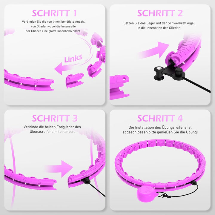 JLoibao Smart Hula Hoop Reifen Erwachsene Zum Abnehmen, 24-Stufiger Infinity Hula-Hoop (77-132cm) Mi
