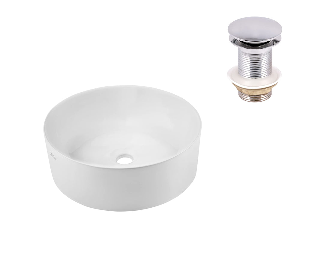 VBChome Waschbecken 41 cm Keramik Weiss Oval Pop-up ventil Click-Clack Waschtisch Handwaschbecken Au