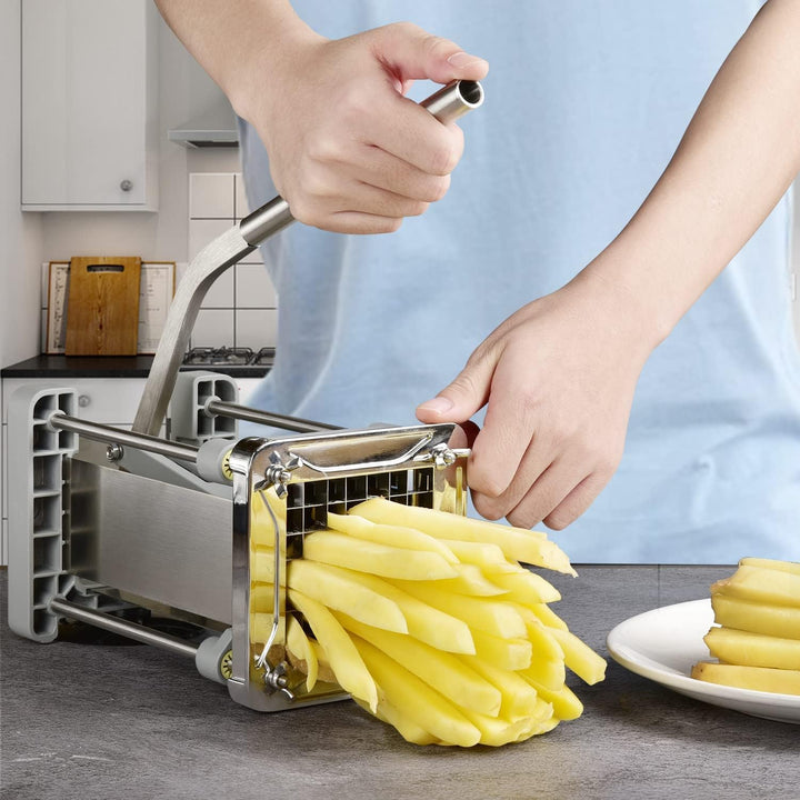 Sopito Pommesschneider Edelstahl Professioneller, Pommes Frites Schneider French Fries Cutter mit 9x