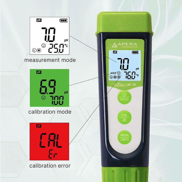 Apera GroStar GS4 pH/EC-Taschenmessgerät-Set (Gen II) für pH-/EC-/500ppm-/700ppm-Messungen in der Pf