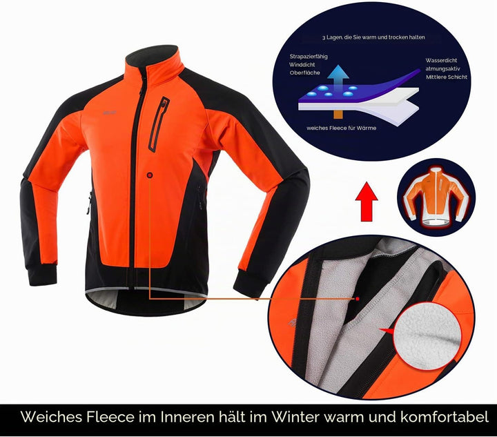 ARSUXEO Herren Winter Fahrradjacke Thermo-Vlies Softshell MTB Fahrrad Outwear Winddicht Wasserdicht