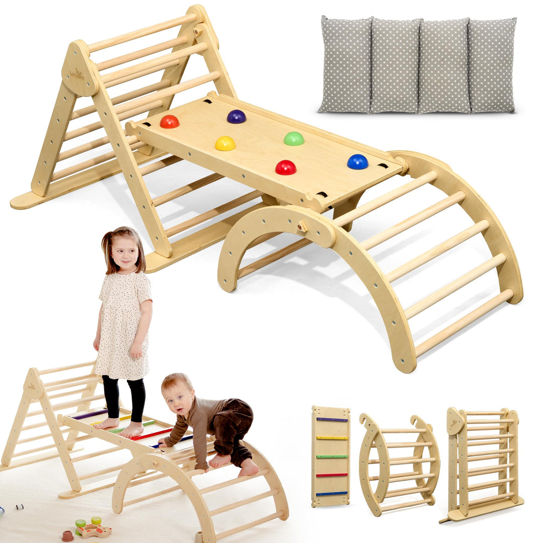 Lululearn® Klettergerüst [FALTBAR] ideal für Indoor &amp; Outdoor-Bereich - Kletterdreieck &amp; Kletterboge