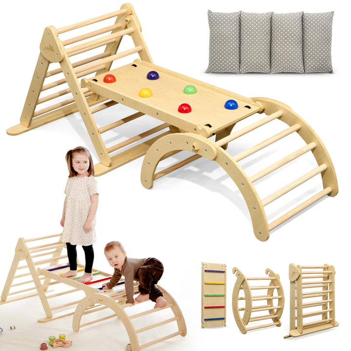 Lululearn® Klettergerüst [FALTBAR] ideal für Indoor &amp; Outdoor-Bereich - Kletterdreieck &amp; Kletterboge