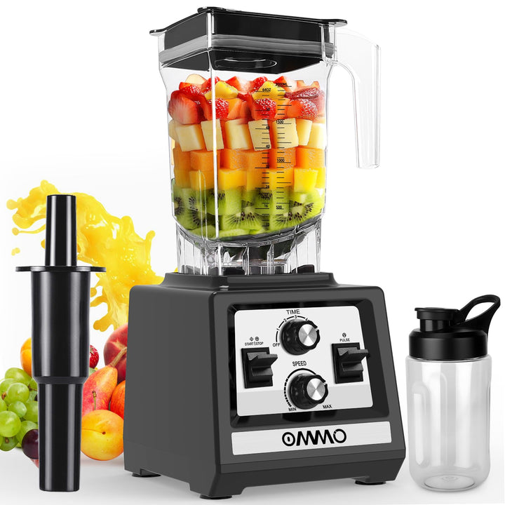 OMMO 2L Standmixer Hochleistungsmixer, Mixer Smoothie Maker Max 1800W | für Eisbrechen, Milkshakes,