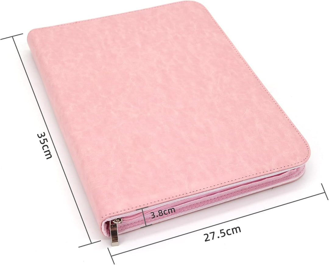 Schreibmappe 2 Ringbuch A4 Konferenzmappe Reissverschluss Leder Wasserdicht Organizer Mappe Dokument