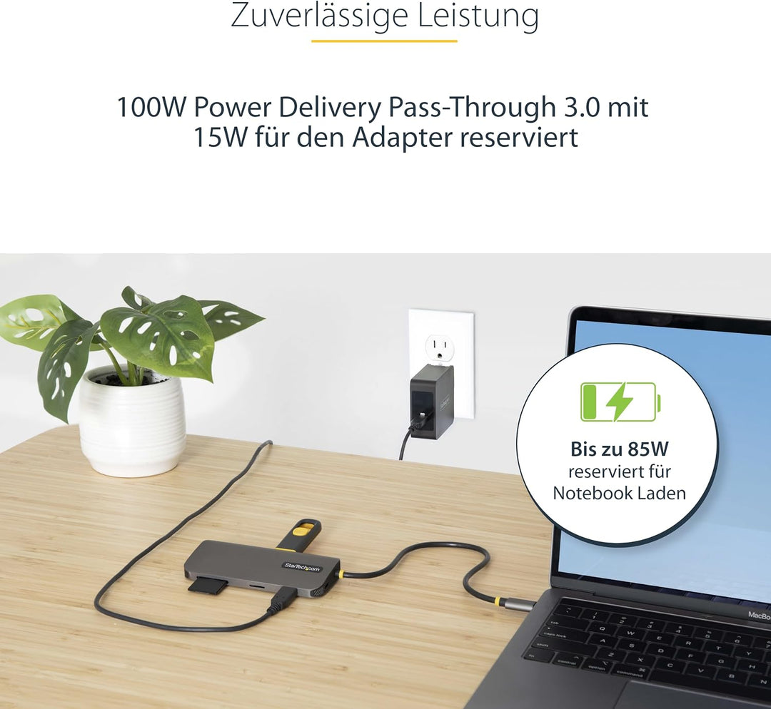 StarTech.com USB C Multiport Adapter, 4K 60Hz HDMI Anschluss, 5Gbit/s USB-A Hub, USB C auf HDMI, 100