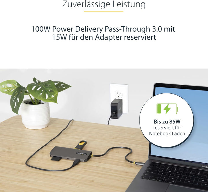 StarTech.com USB C Multiport Adapter, 4K 60Hz HDMI Anschluss, 5Gbit/s USB-A Hub, USB C auf HDMI, 100