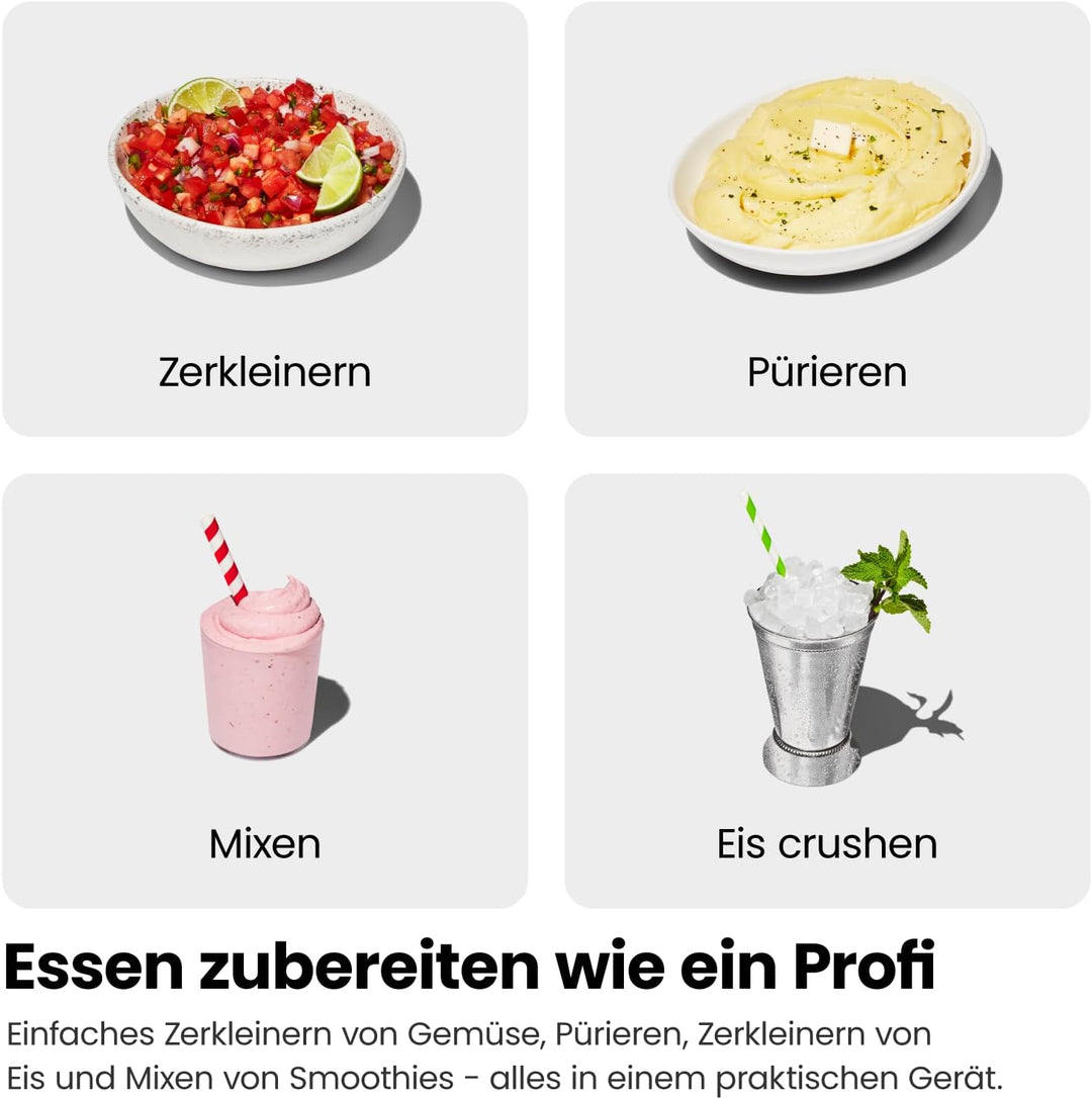 CHEFMAN 2-in-1 Smoothie Maker und Tragbarer Mixer mit 400W Motor, 2-Stufigem Messer, Eiszerkleinerer