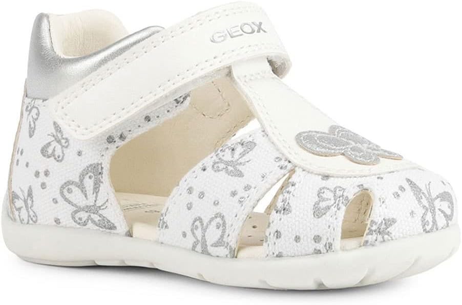 Geox Baby-Mädchen B Elthan Girl C Sandal 19 EU White Silver, 19 EU White Silver