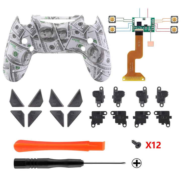 eXtremeRate Programmierbar Dawn Remap Kit für ps4 Controller, Rückseite Hülle Gehäuse Case&Upgrade-B