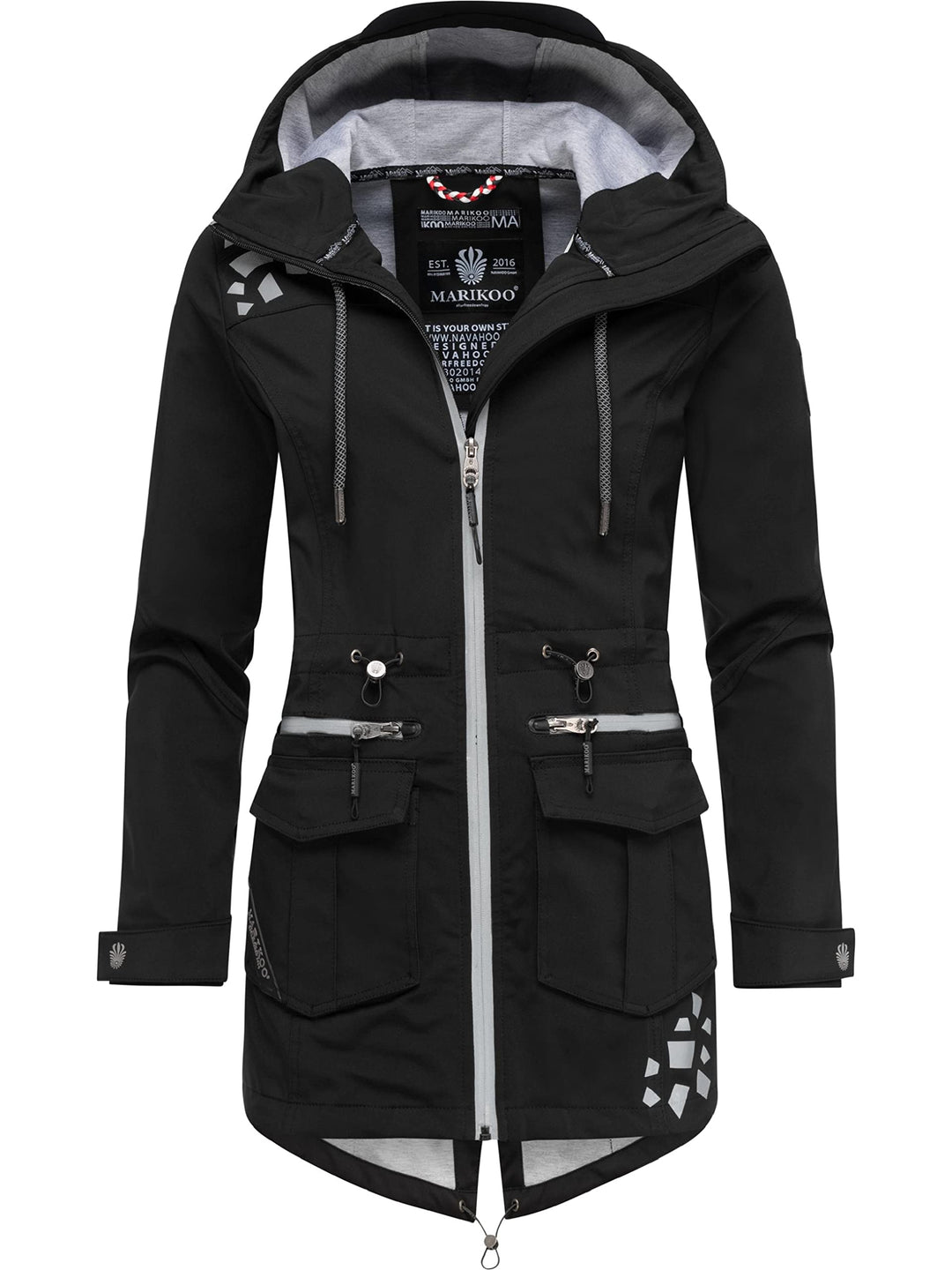 MARIKOO Damen wasserdichter Softshellmantel Softshelljacke Outdoorjacke Übergangsjacke Parka Kapuze