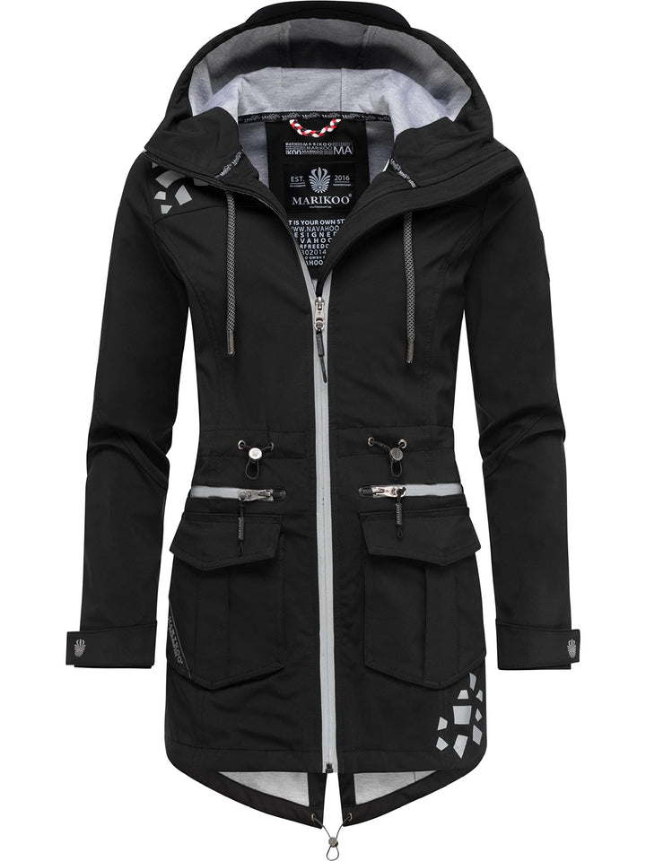 MARIKOO Damen wasserdichter Softshellmantel Softshelljacke Outdoorjacke Übergangsjacke Parka Kapuze