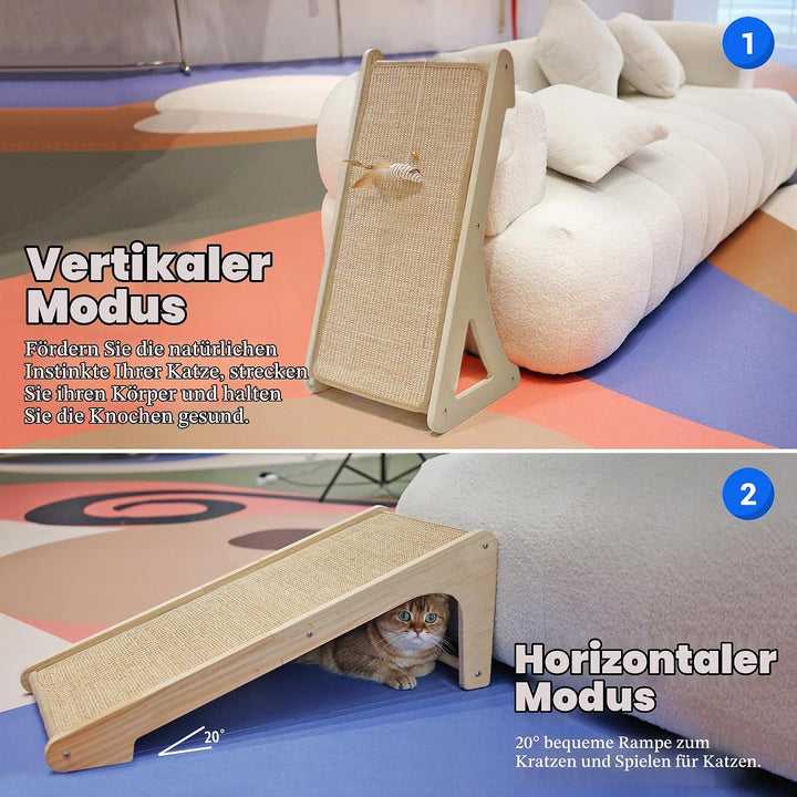 PETKARAY Katzenkratzbrett, Sisal-Katzenkratzrampe, L-förmiges Katzenkratzpad für Hauskatzen, 68cm Wa