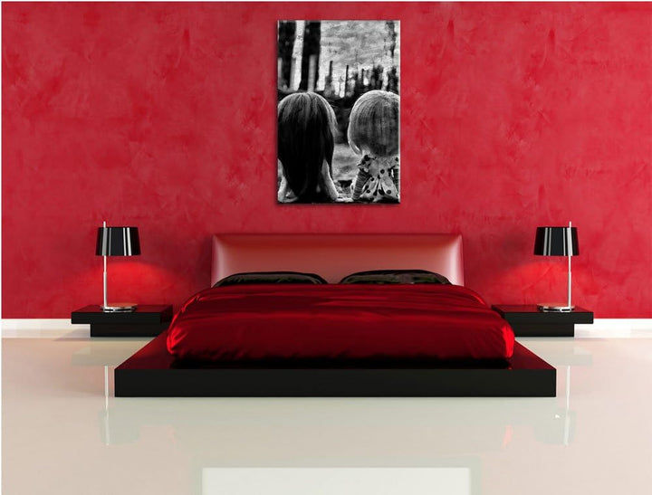 Pixxprint Pullips halten Händchen / 100x70cm Leinwandbild bespannt auf Holzrahmen/Wandbild Kunstdruc