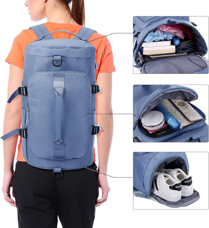 HAWEE Unisex Sporttasche mit Rucksackfunktion Reisetasche mit Schuhfach Gross Reiserucksack Wasserdi