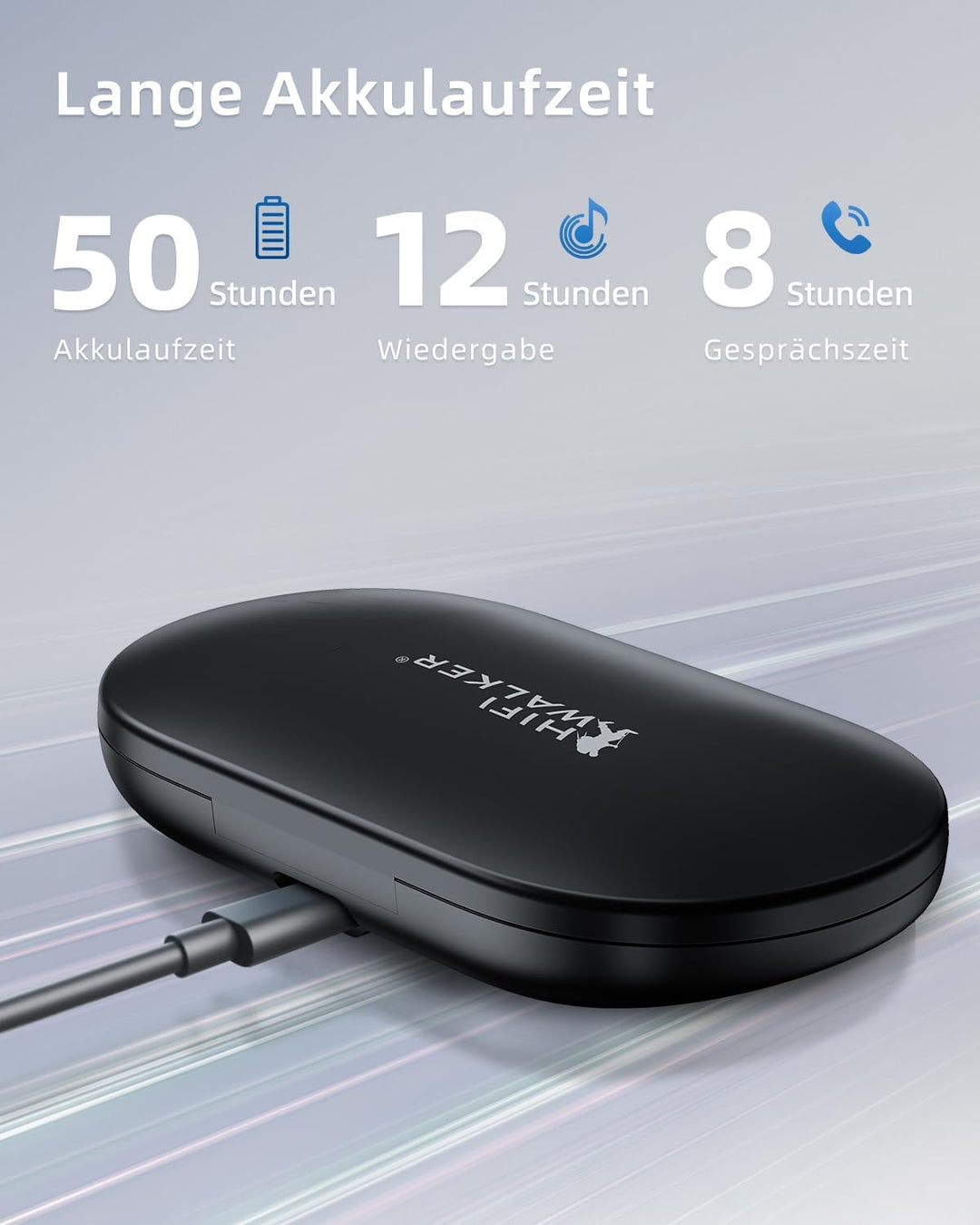 HIFI WALKER Open Ear Kopfhörer Kabellos Bluetooth 5.3, HiFi Stereo, 12H Musik & 8H Anruf, Sportkopfh