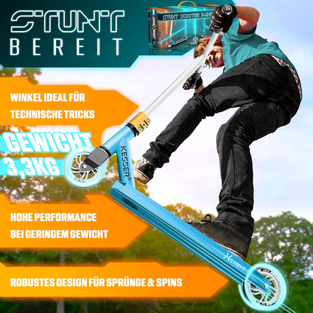 KESSER® Stunt Scooter X-Limit-Pro 360° Lenkung Funscooter Stuntscooter mit Ständer ABEC 9 Kugellager