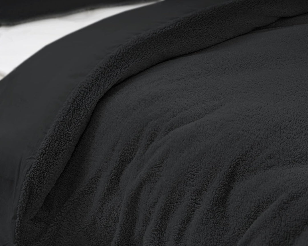 Sleeptime Bettwäsche Plüsch Winter - Kuschelig Flauschig Warm - 135cm x 200cm - Anthrazit - Bettbezü